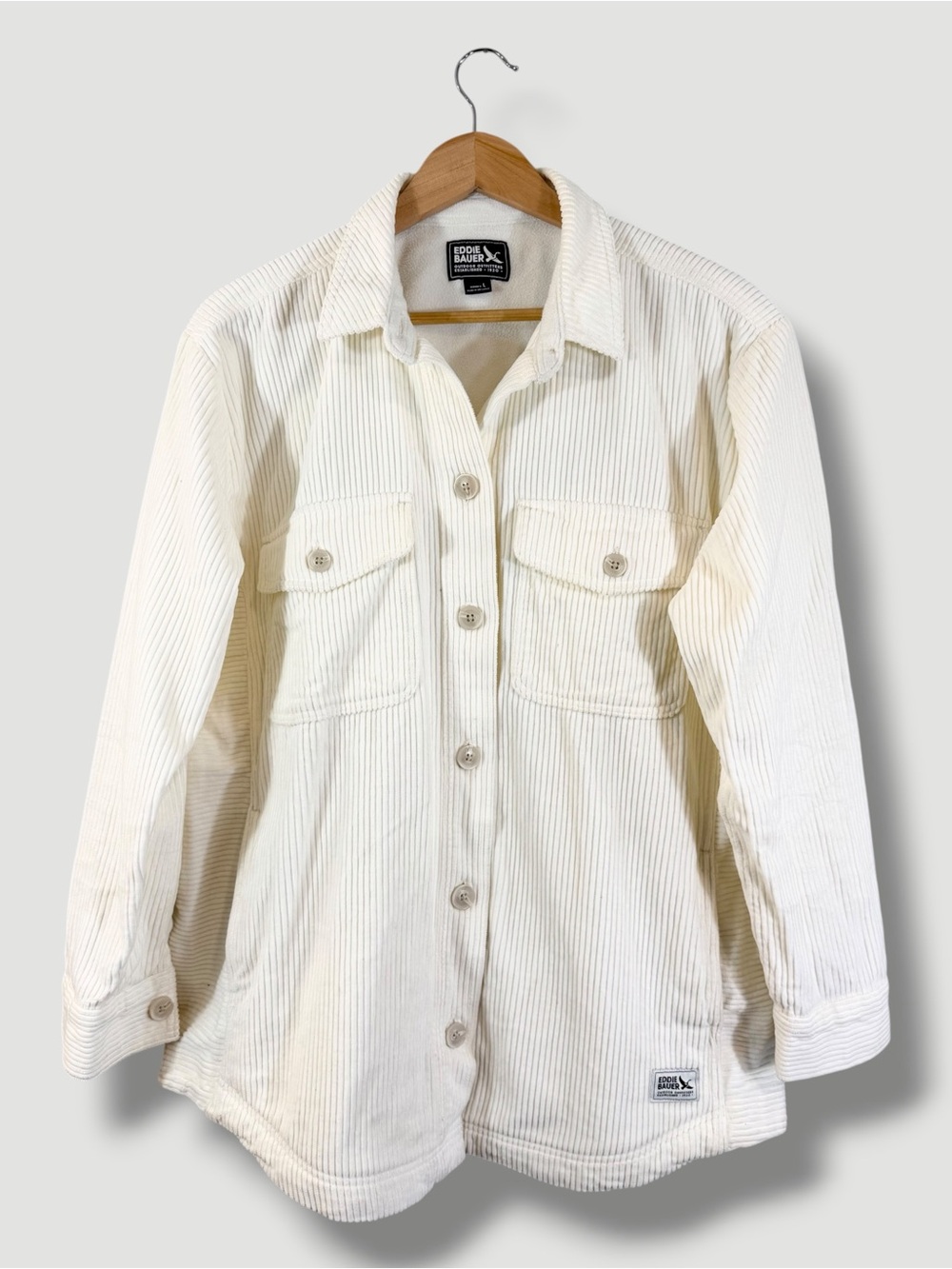 Eddie Bauer Chore Coat Shacket Women’s L Fleece Lined Farmhouse Cottagecore